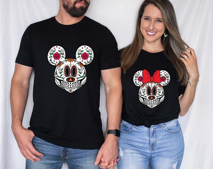 Dia De Los Muertos Mickey Minnie Shirt, Day Of The Dead Sweatshirt, Disney Couple Sugar Skull Shirt, Mexican Shirt, Halloween Shirt Couple