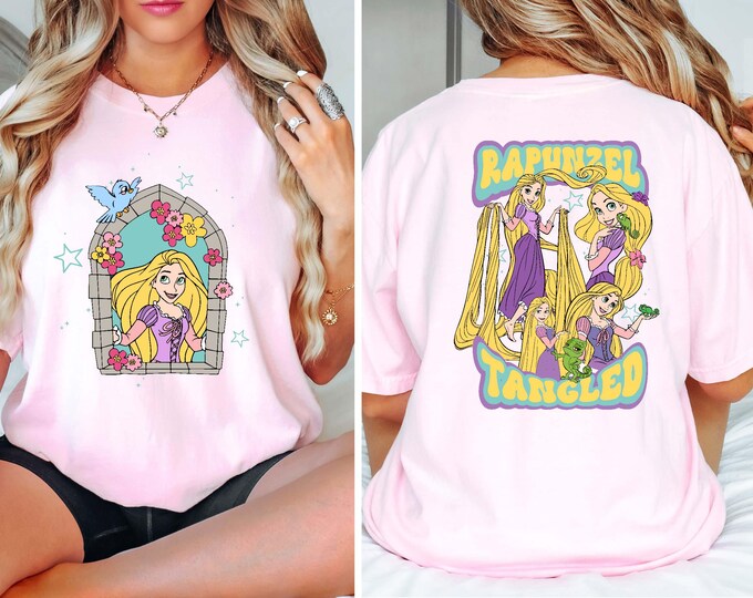 Retro Disney Tangled Pascal Floral Rapunzel Family Shirt, The Magic Kingdom T-shirt, Walt Disney World, Disneyland Vacation Sweatshirt