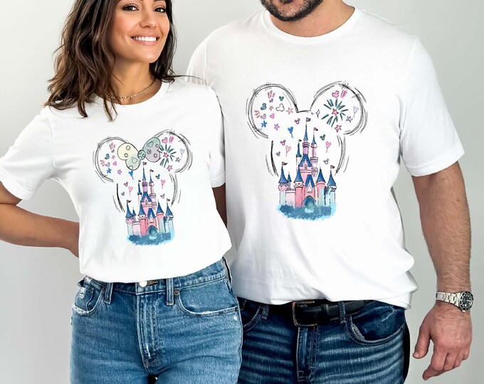 Disneyland Magical Castle Shirt, Mickey Minnie Head Shirt, Disney Matching T-shirt, Mickey Minnie Couples Shirt, Magic Kingdom Shirt