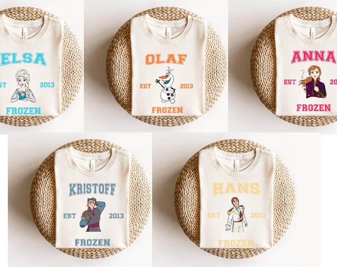 Vintage Frozen Characters T-shirt, Disney Frozen Princess Elsa Anna Kristof Hans Olaf Comfort Colors® Shirt, Frozen Matching Family Tee