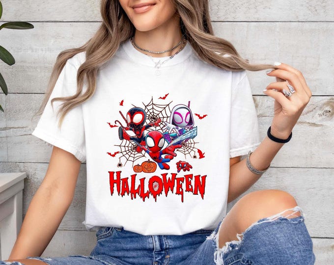 Spidey Halloween Shirt, Spidey and His Amazing Friends Halloween Sweatshirt,Gwen Stacy Mile Molares Spiderman Halloween Shirt