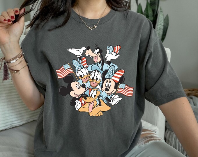 Mickey and Friends 4th Of July Comfort Colors® Shirt, Funny Disney 4th Of July Shirt, Disney World Shirt, Mickey and Friends Disney Shirts