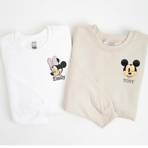 Disney Embroidered Hoodie, Mickey Minnie Donald Daisy Sweatshirt, Disney Shirt, Cartoon Hoodie, Embroidered Couple Matching