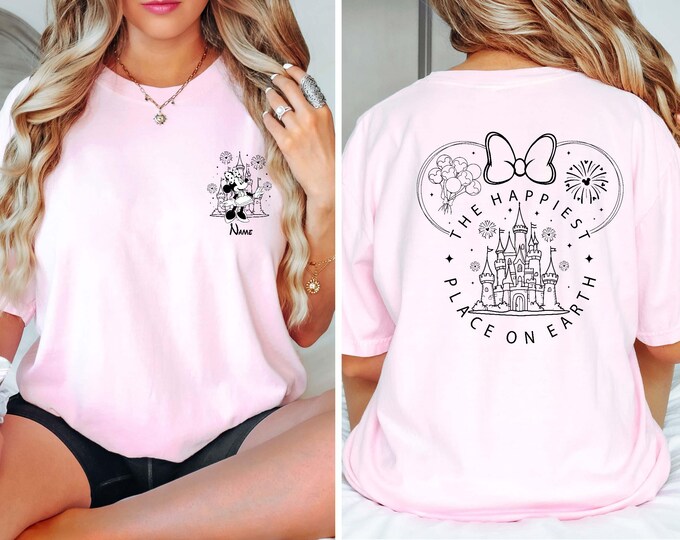 Custom The Happiest Place One Earth Minnie Mouse Shirt, Disneyland Vacation Tee, Minnie Magical Castle Shirt, Disney Family Trip Sweatshirt