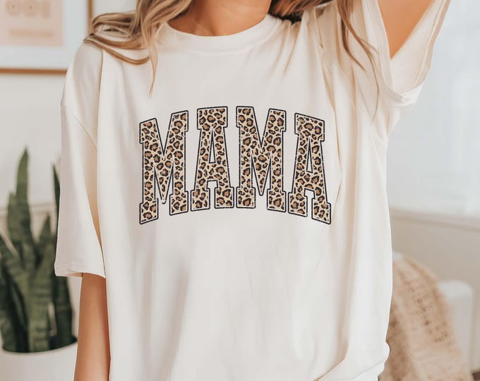 Comfort Colors® Leopard Mama Shirt, Mothers Day Gift, Mom Shirt, Retro Mama Shirt, Gift For Mom, Mama Shirt, Leopard Mama T-Shirt