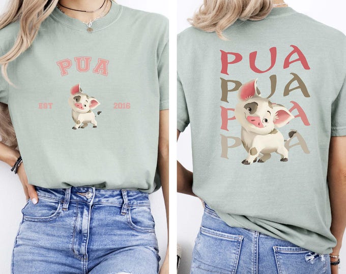 Disney Moana Pua Est 2016 Shirt, Comfort Colors Moana Character Two Sided T-shirt, Princess Moana Pua Tee,Disney Group Shirt,Disneyworld Tee