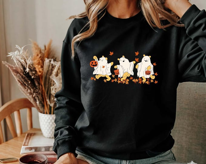 Retro Pooh Ghost Halloween Shirt, Winnie The Pooh Halloween Sweatshirt, Spooky Season Shirt, Cute Pooh Fall Shirt, Halloween Unisex Shirt