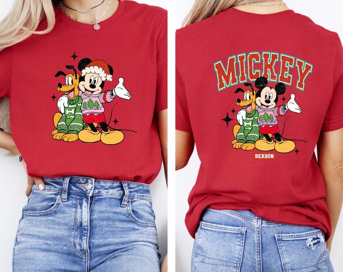 Mickey and Pluto Merry Christmas T-shirt, Disney Mickey Pluto Xmas Shirt, Besties Christmas Sweatshirts Hoodies, Holiday Season Gifts