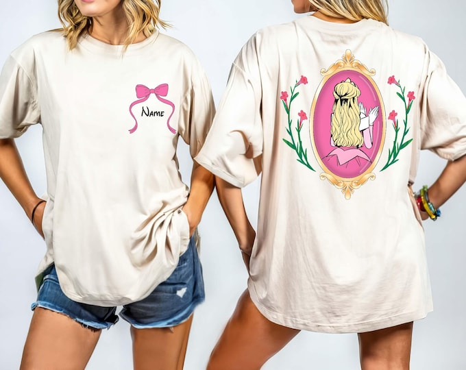 Princess Custom Aurora Shirt, Comfort Colors® Watercolor Sleeping Beauty Coquette Mirror Shirt, Magical Kingdom Shirt, Disney Girls Matching