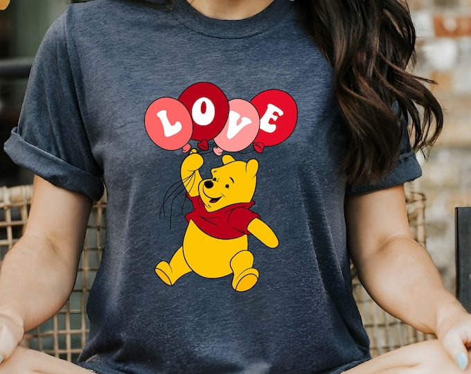 Winnie The Pooh Valentines Shirt, Disney Love Couple Vacation Shirt, Disney Love Shirt, Disneyland Honeymoon Trip, Disney Fiancée Shirt