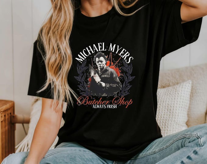Retro Michael Myers Butcher Shop Shirt, Halloween Sweatshirt,Halloween Horror Movie Shirt,Spooky Season Shirts,Halloween Horror Shirts