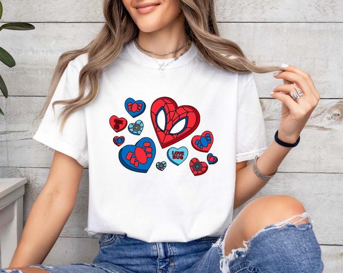 Valentine Marvel Spiderman Heart Shirt, Valentine Spiderman Shirt, Valentine's Day Tee, Marvel Avengers Shirt, Valentine Marvel Sweatshirt