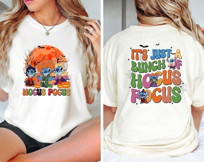 Comfort Colors® Stitch Halloween Shirt, It's Just a Bunch Of Hocus Pocus T Shirt, Disney Halloween Shirt, Halloween Shirt