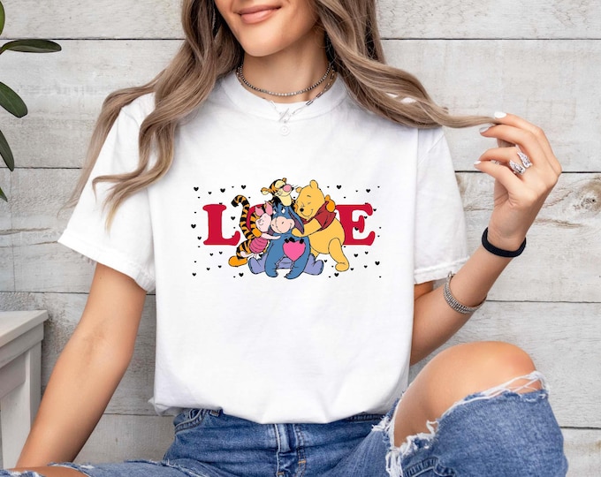 Disney Winnie The Pooh And Friends Love T-shirt, Pooh Tigger Piglet Eeyore Valentine's Day Love Sweatshirt, Disneyland Valentine Trip Tee