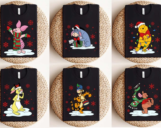 Winnie the Pooh Characters Christmas Shirt, Pooh Christmas Shirt, Eeyore Christmas Shirt, Tigger Christmas Shirt,Piglet Christmas Sweatshirt