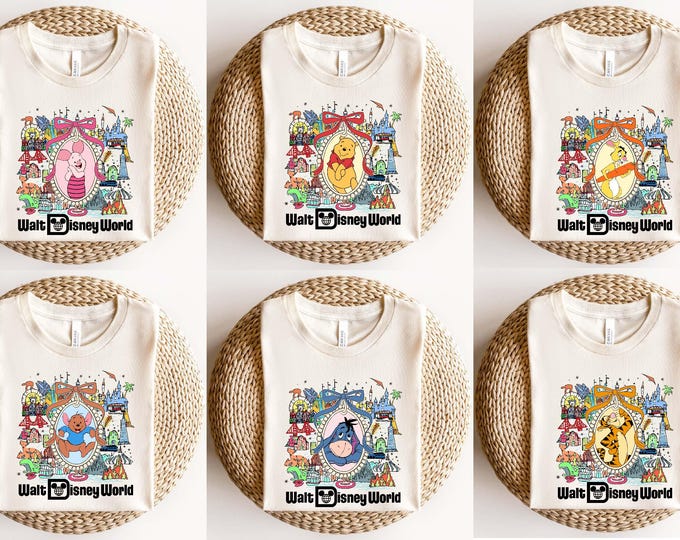 Vintage Walt Disney World Pooh & Friends Shirt, Coquette Bow Disney Tee, Tigger Eeyore Piglet Matching Shirt, Disney Trip Group Outfit