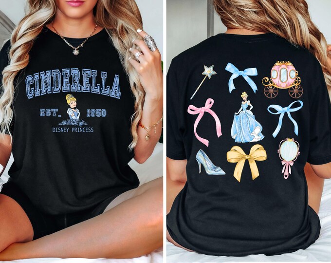 Cinderella Shirt, Two sided Princes Cinderella Coquette Shirt, Magic Kingdom Shirt, Comfort Colors Disney Girls Trip Tee, Disneyland T-shirt