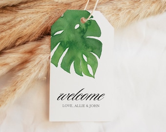 Tropical Welcome Tags for Wedding, welcome bag Tropical Aloha Tags for Destination Wedding Favor, Printed or Printable | #Trop1