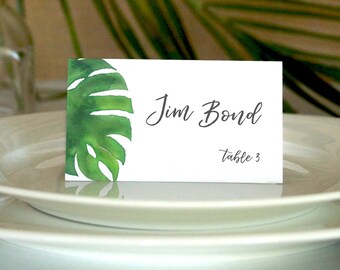 Tropical Place Cards for Destination Wedding Folded Blank Place Cards for Tropical Shower or Corporate Event Printed Place Cards  | #Trop1