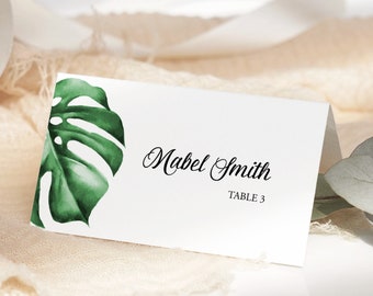 Tropical Place Cards for Destination Wedding Folded or Flat Place Cards for Tropical Shower or Corporate Event, Printable Template | #Trop1