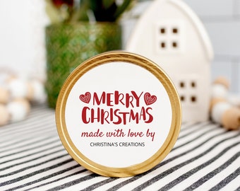 Handmade Gift Holiday Sticker, Merry Christmas Made with Love tag, Tags for handmade items, Handmade Christmas Label, printable | Scandxmas