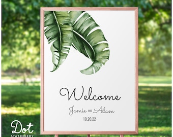 Banana Leaf Wedding Welcome Poster Sign Template, Editable Sign, Printable Sign, Digital, Online, DIY, Instant download | Banana1