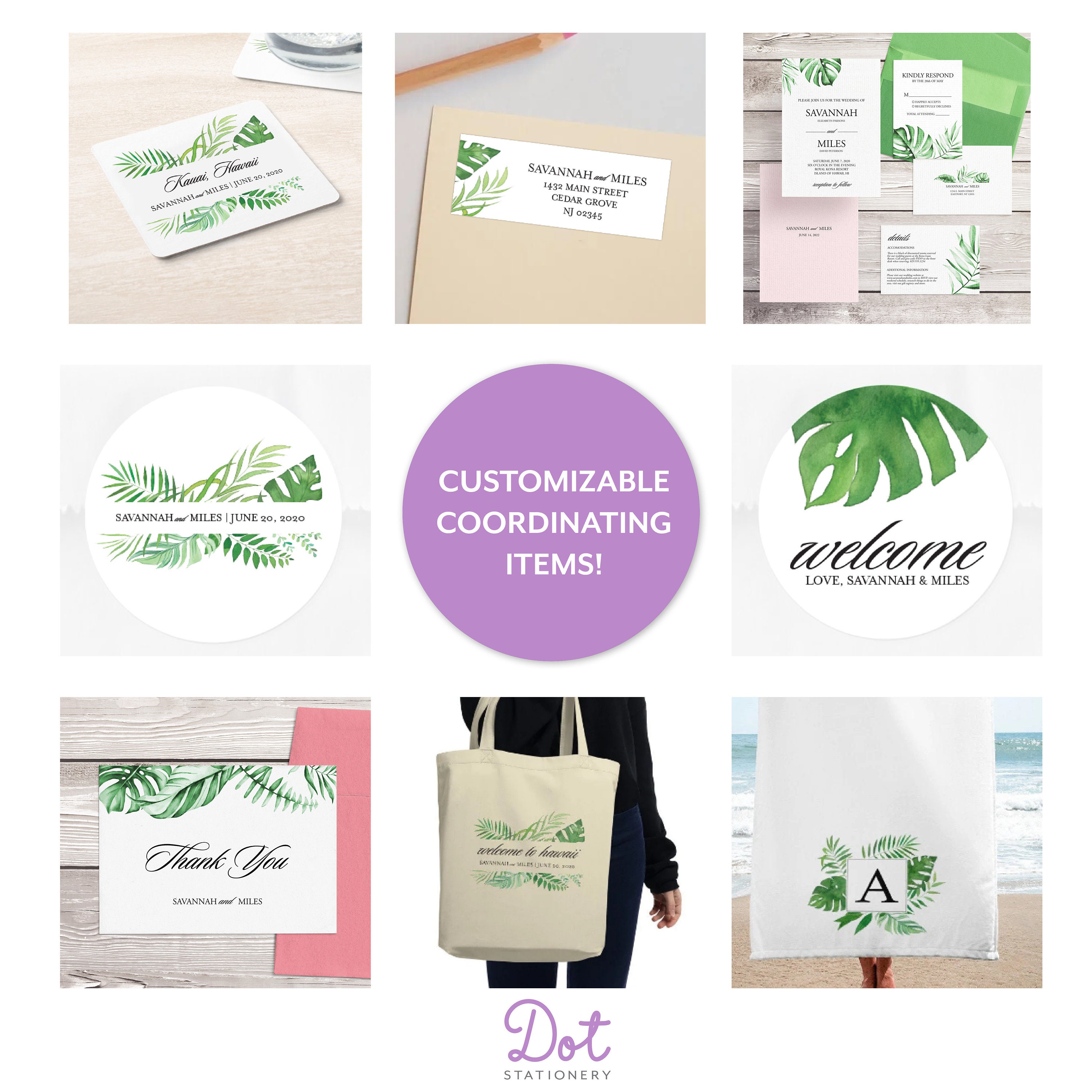 50 Blank Tropical Palm Leaf Greenery Place Cards For Wedding Etsy