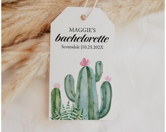 Desert saguaro flower Bachelorette Favor Tag, Palm Springs Bachelorette Tag, Arizona Bachelorette Favor Tag, Welcome bag Tag | #Cactus