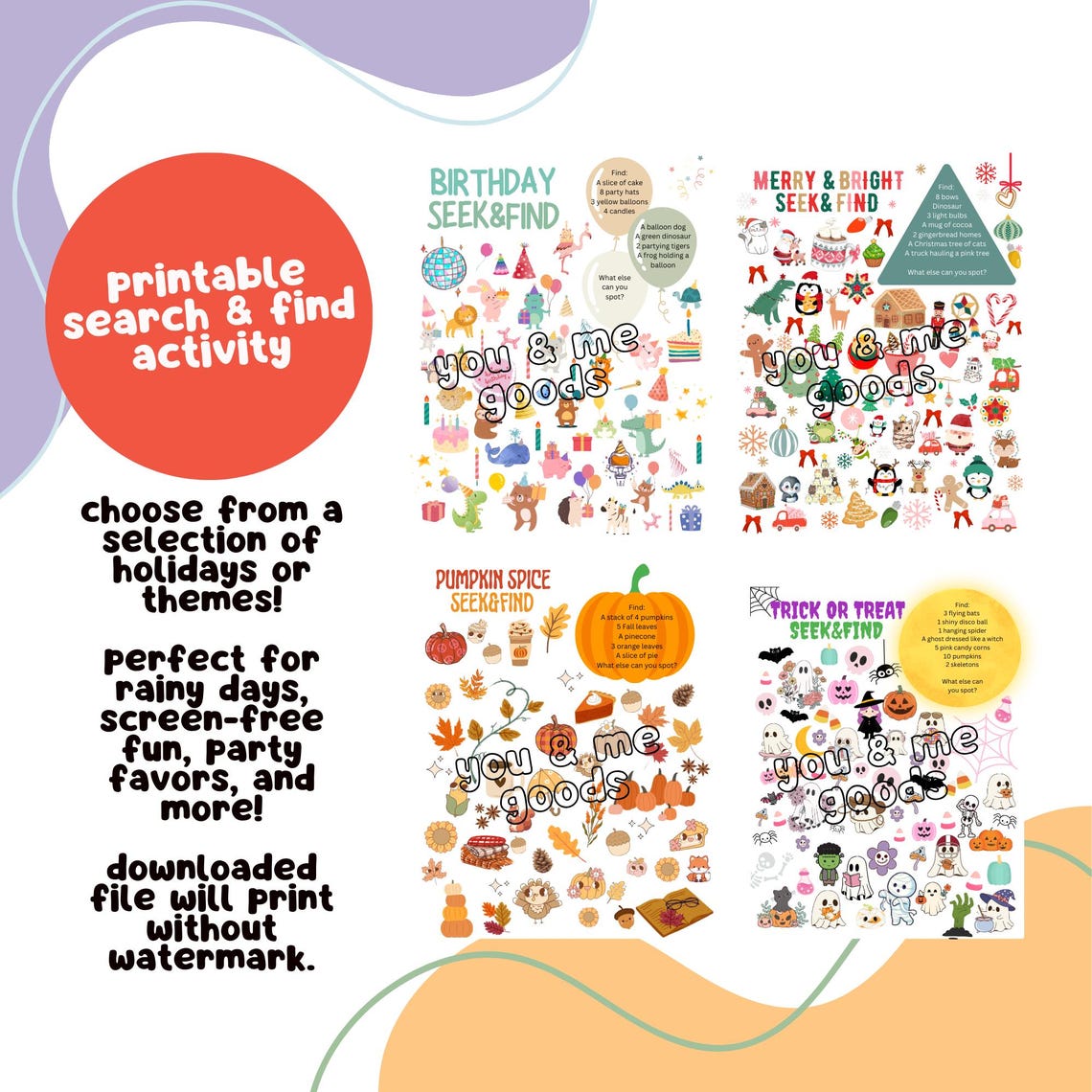 Birthday Seek and Find Game: Printable Party Activity (instant Download ...