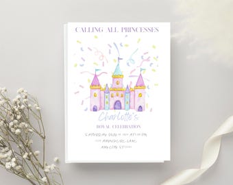 Prinzessin Schloss Einladung | Märchen-Geburtstagseinladung | Prinzessin Themed Geburtstag einladen | Benutzerdefinierte Prinzessin Party einladen