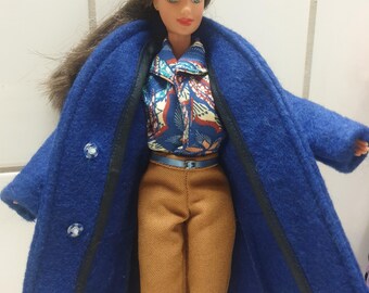 Handmade, Blouse, Pants, and Blue Coat Doll Set