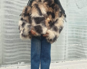 Handmade Doll Fake Fur, Leopard Print Jacket