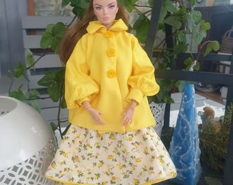 Handmade Summerdress With a Yellow Jacket for Dolls