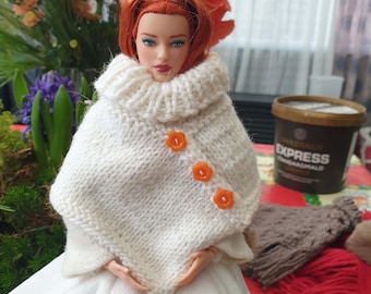 Handmade, Knitted poncho for Dolls