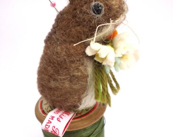 Needle Felted  Animal Sweet Mouse Pincushion