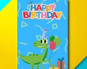 Dinosaur Birthday Card for Children/Kids