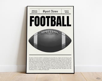 Póster de fútbol / Arte mural deportivo vintage / Impresión de fútbol retro / Descarga digital / Regalo de decoración de fútbol para sala de juegos