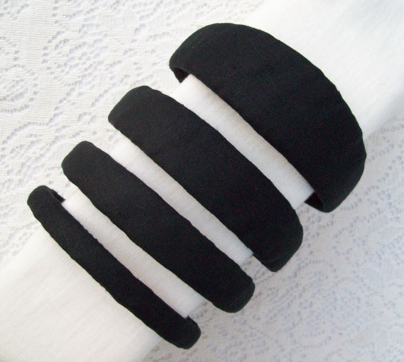 plain black hairband linen fabric image 4