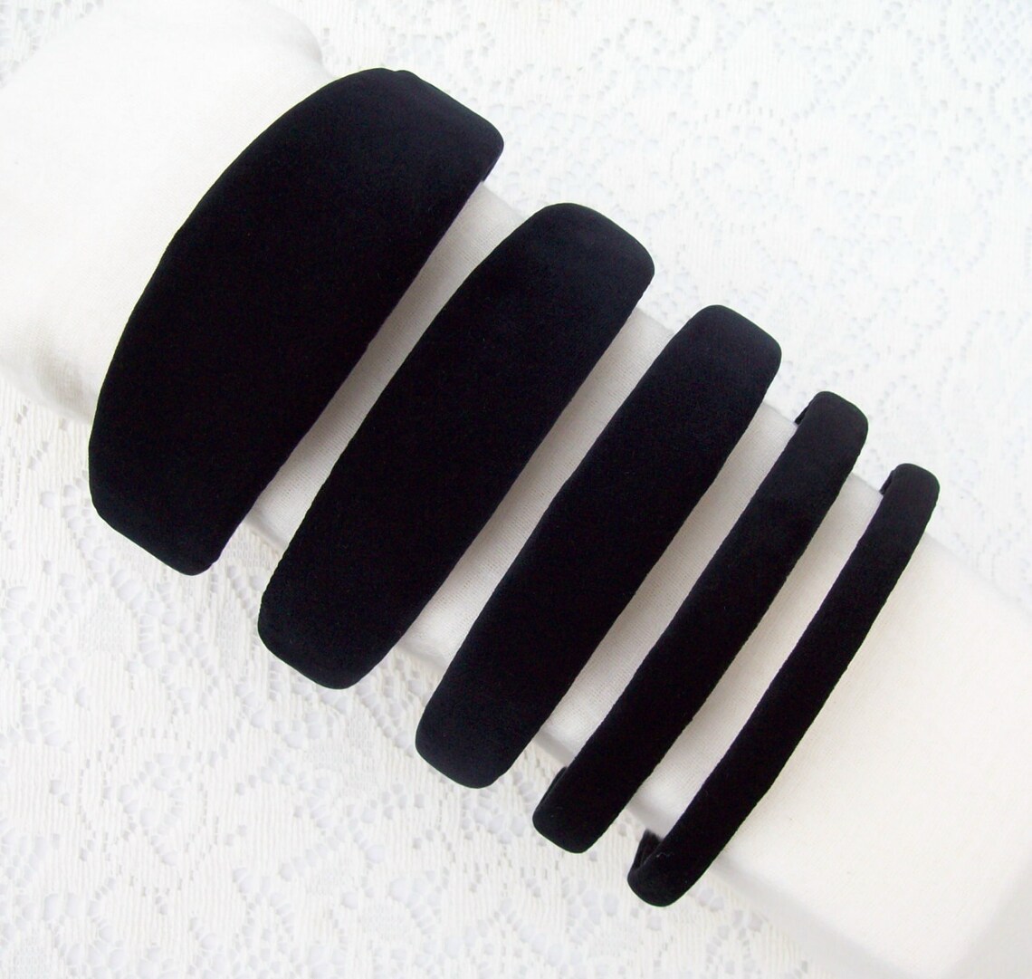 Narrow Classic Black Velvet Headband Preppy Etsy