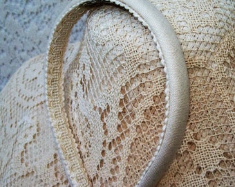 Ivory Linen headband narrow