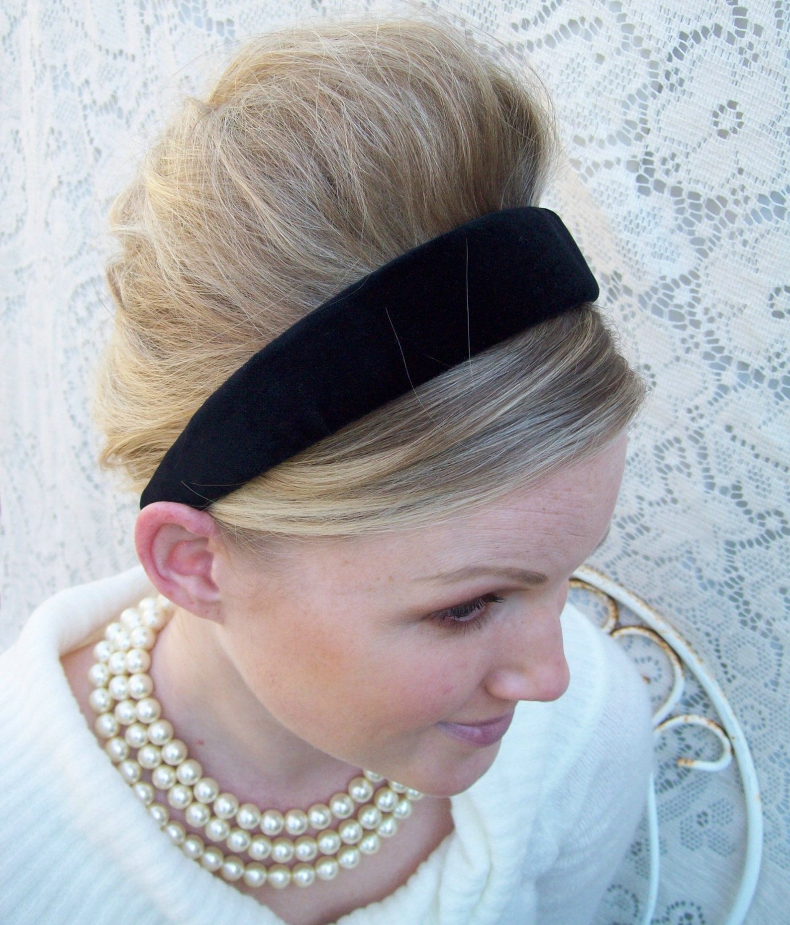 Black VELVET Headband Classic Preppy Etsy