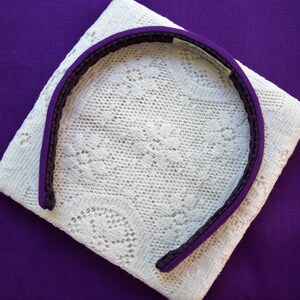 purple fabric headband narrow linen