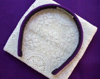 faixa de cabeça de tecido roxo linho estreito