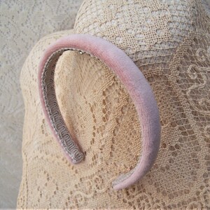 light pink velvet headband narrow image 3