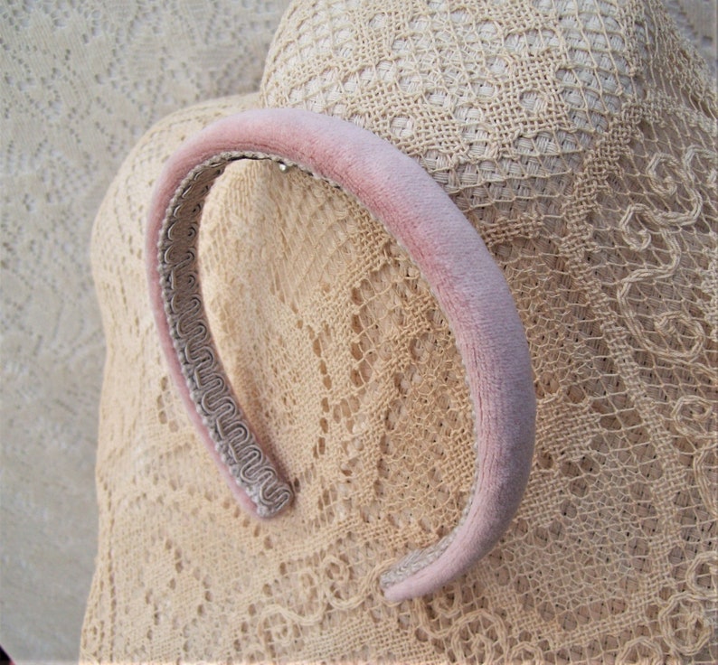 light pink velvet headband narrow image 3