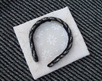 Narrow Wool Headband Winter black and white