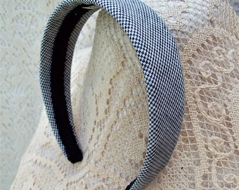 linen headband mini check houndstooth