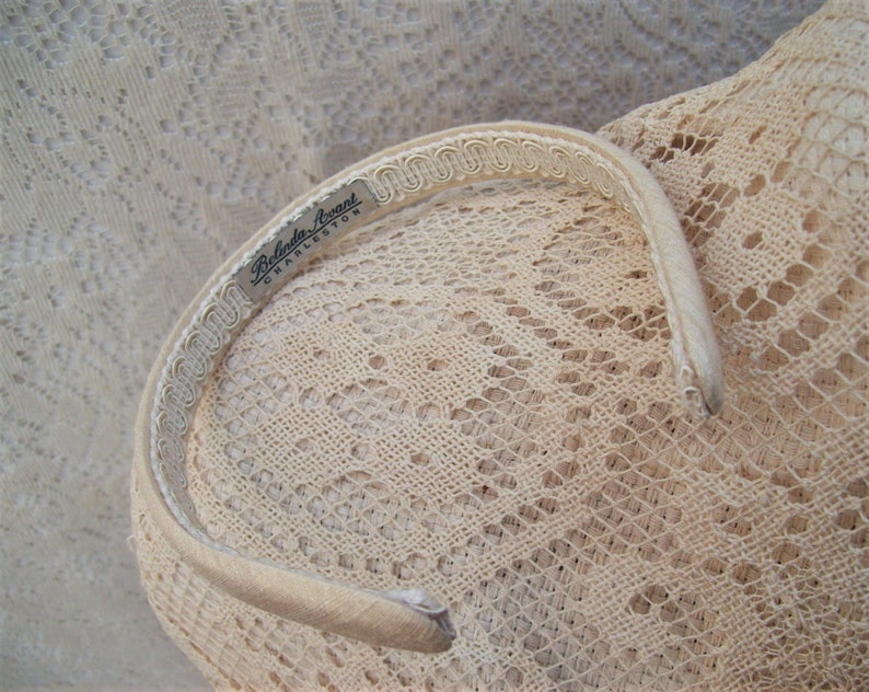 cream silk headband image 4
