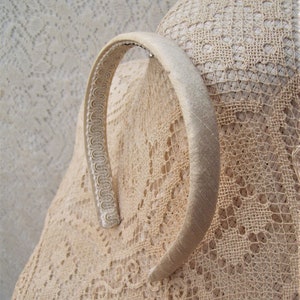 cream silk headband image 2