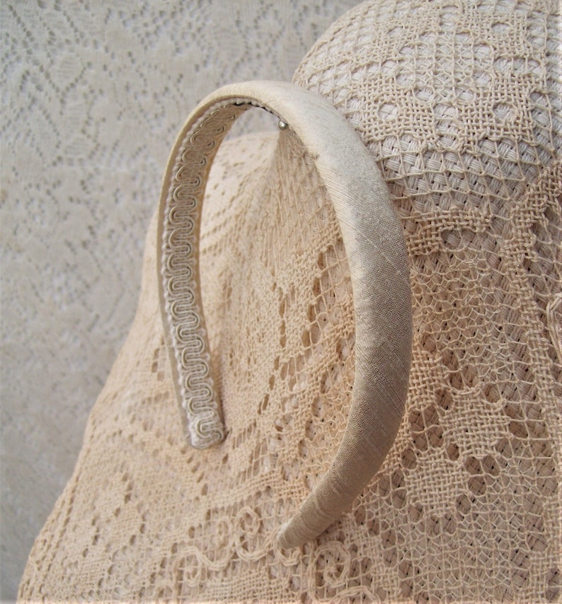 cream silk headband image 2